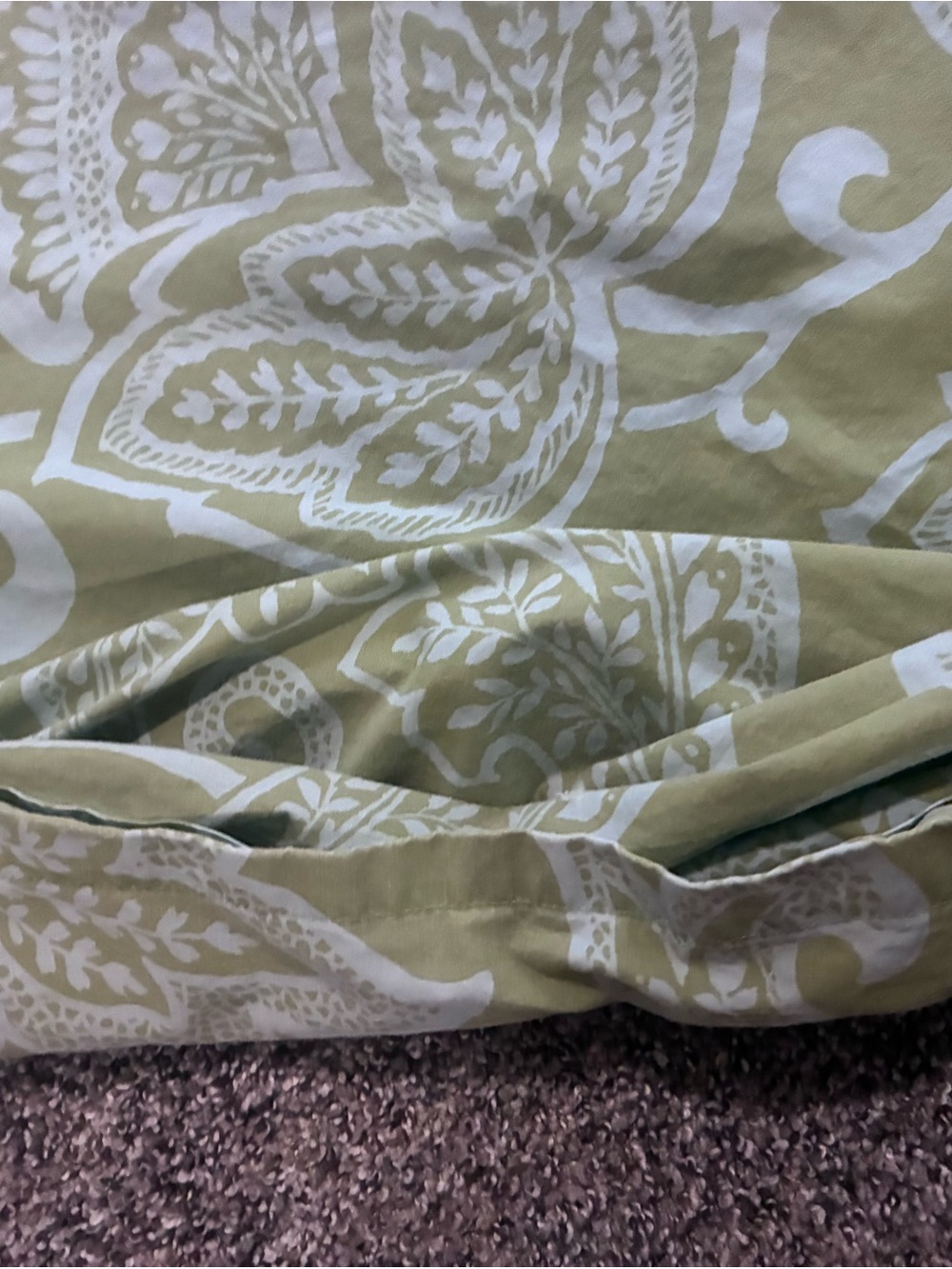 3 Piece Pottery Barn Duvet Set Green Paisley King Boho Vintage - Picture 6 of 11